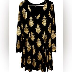 Black & Gold Fit & Flare Dress